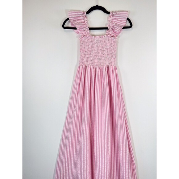 Petal Pup Dress Pink Daniela Striped Midi Smocked Seersucker Fit Flare Size 6 - Picture 7 of 11